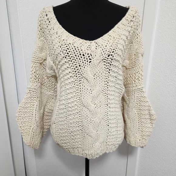 Hoity Toity Boutique Cream Chunky Knit Oversized Sweater - Picture 2 of 10